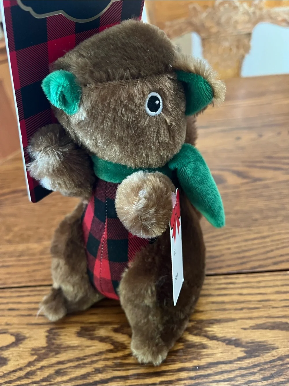 Woof Brown & Green Squirrel Chew Toy - Plush Squeaky Dog Toy